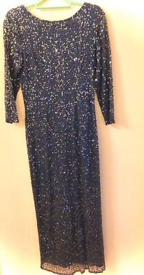 Pisarro Nights grau-blaues Abendkleid. Mit Pailletten und Perlen Gr 36 EU