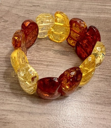 Acrylic Lucite Honey & Amber Stretch Bangle Chunky Bracelet replica GORGEOUS! - Picture 3 of 6
