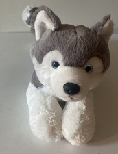 Aurora Husky Dog Wolf Gray White Plush Blue Eyes 16 Stuffed Animal Toy