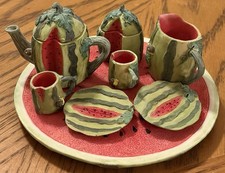 Collector Miniature Watermelon Resin Tea Set-VGC