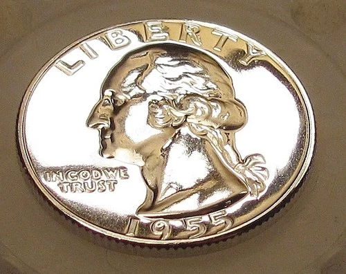 1955  Gem Proof Quarter 90% SILVER EYE CANDY Blazing Mirrored Surfaces #202 ~ 18