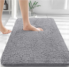 Bathroom Rugs 30x20, Extra Soft Absorbent Chenille Bath Rugs, Rubber Backi, Grey