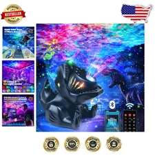Galaxy Projector Dinosaur: 144 RGB Modes, 22 White Noise, Bluetooth Speaker Gift