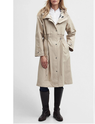 Light Sand ~ Barbour LAVENDER WATERPROOF HOODED TRENCH MSRP$550