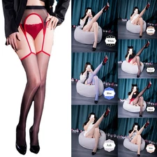 One-piece Sensual Waist Garter Suspender Stockings Oily Shiny Tights for Women