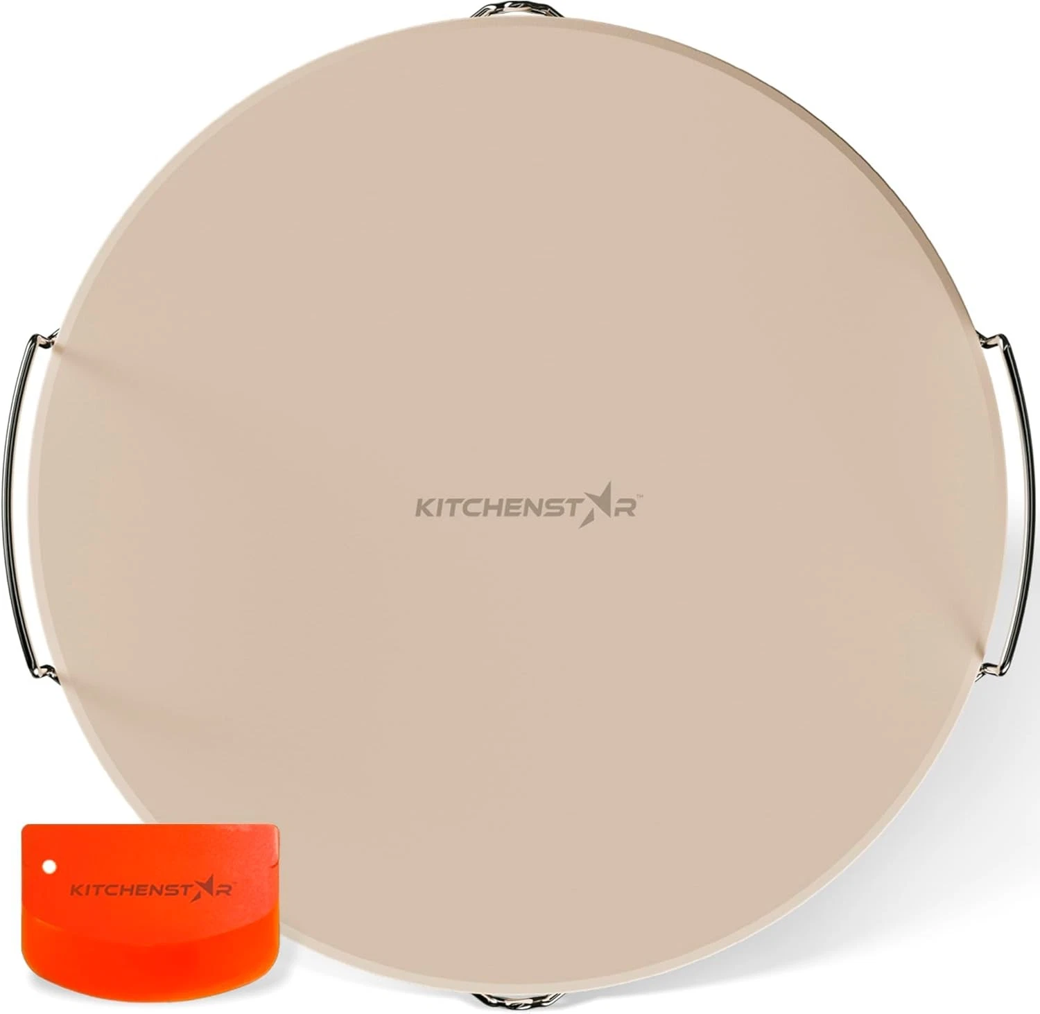 16-inch Pizza Stone Oven & BBQ Grill W/ Handles Round 5/8" Thick Natural
