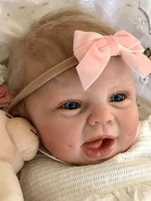 22in Handmade Reborn Baby Dolls Smiling Cloth Body Newborn Real Life Size Infant