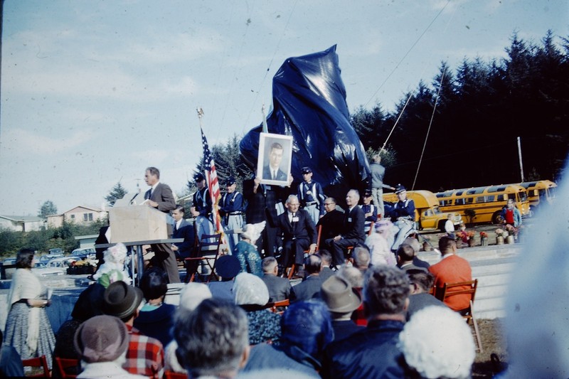 OCT 1965 Dedication Of Lincoln Statue Lincoln City Oregon Slide CN-O