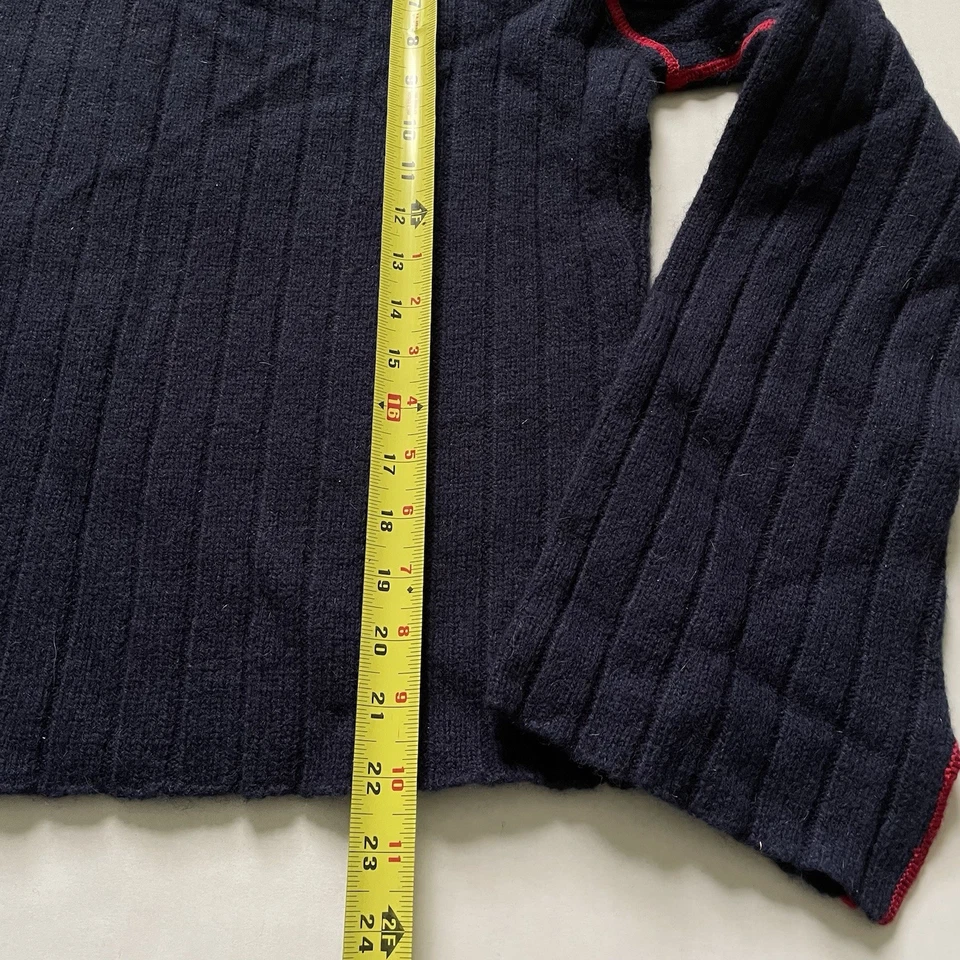 Suéter Tommy Hilfiger Para Mujer XL Azul Marino Acanalado 100% Lana Shetland Y2K De Colección Foto 3 de 4