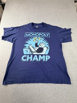 Monopoly Mens T Shirt Champ Mr Rich Uncle Pennybags Board Game Blue Graphic