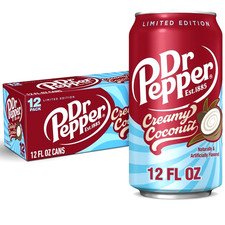 Dr Pepper Creamy Coconut Soda 12 Pack 12 fl oz Cans Limited Edition Flavor