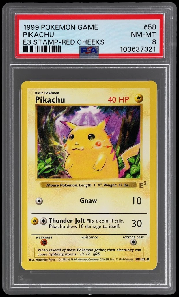 Pokémon TCG Base Set Pikachu Grade 8 Individual Collectible Card