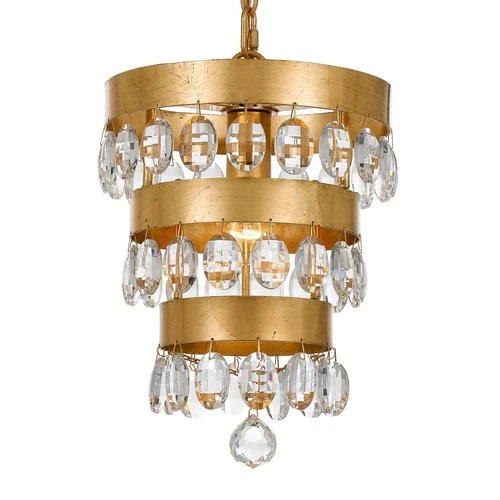 Crystorama Perla 10"W Antique Gold Crystal Mini-Chandelier - Picture 4 of 6