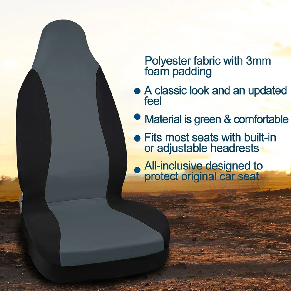 Nueva cubierta de asiento con canastilla trasera alta delantera gris negra apta para la mayoría de los autos camionetas SUV Foto 2 de 4