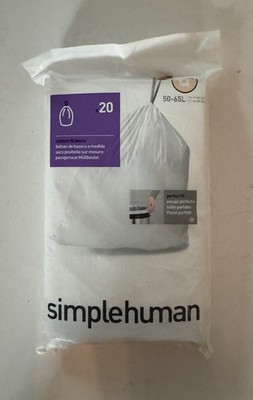 simplehuman Code Q 20 Count Custom Fit Drawstring Trash Bags 50-65L
