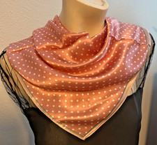 NEW 20 x 21 In. Sq. Med. Deep Pink, White Polka dots 100 Silk Pat.- SS 1050