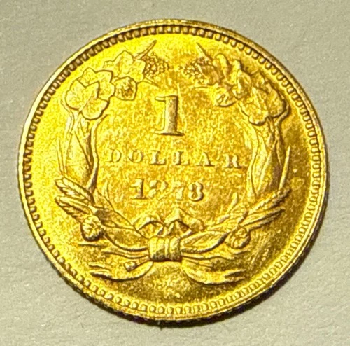 1873 Indian Princess Head One Dollar Gold Coin - Closed 3 - 90% Gold
