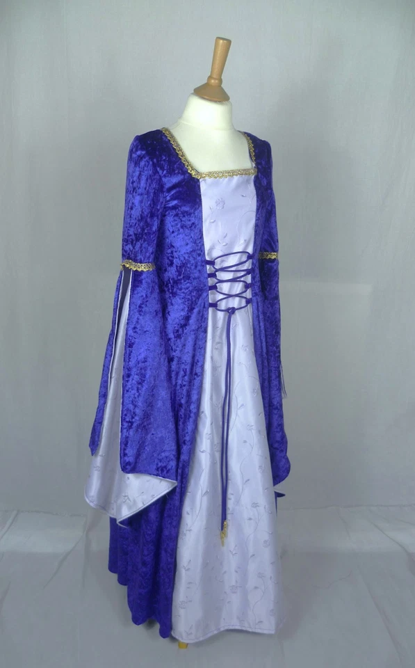 Vestido medieval morado para niñas, renacentista, disfraz hecho de 7 a 8 años Foto 4 de 4
