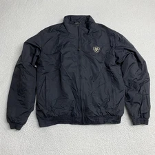 Ariat Jacket Mens XL Black Insulated Wind Water Resistant Full Zip Logo Shield