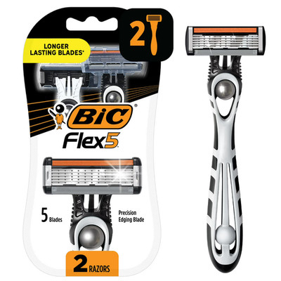 BIC Flex 5 Disposable Razors for Men   5 Blades, 2 Count