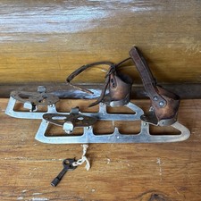 Vintage Union Hardware Co. Clamp-On Ice Skates  Key Size 9 1/2 Leather