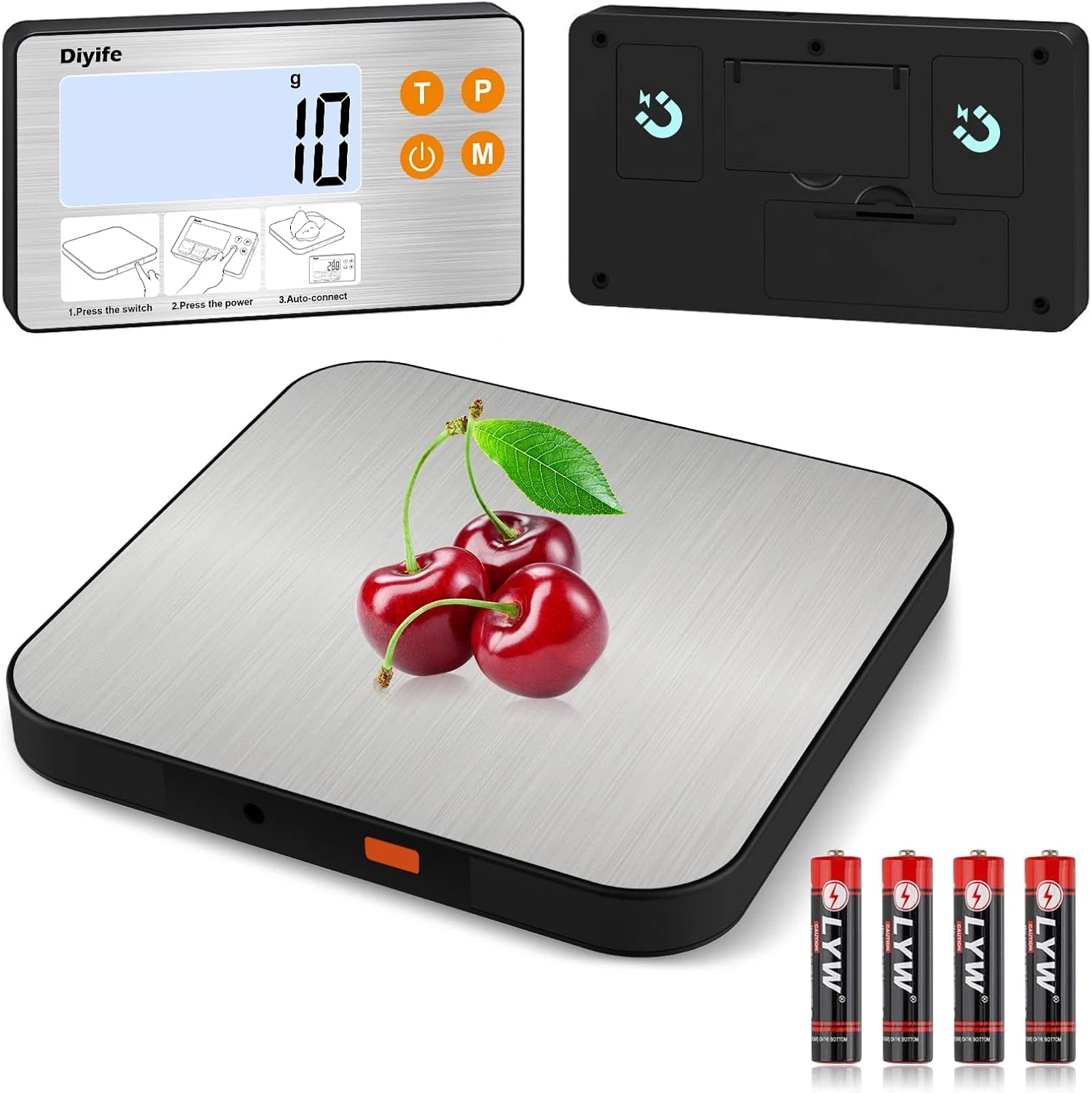 33Lb/1G Kitchen Scale with Split LCD Display, Diyife Digital Food Scale, Large M