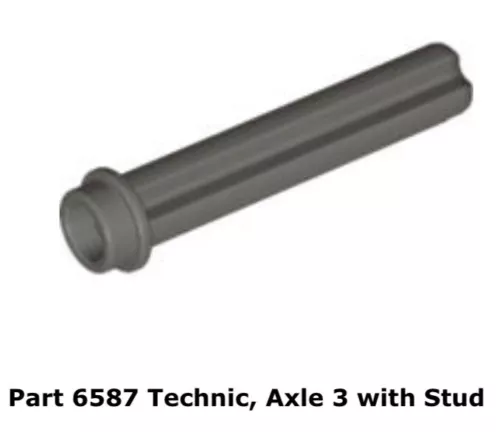 Lego 2x 6587 Dark Gray Technic, Axle 3 with Stud 8002