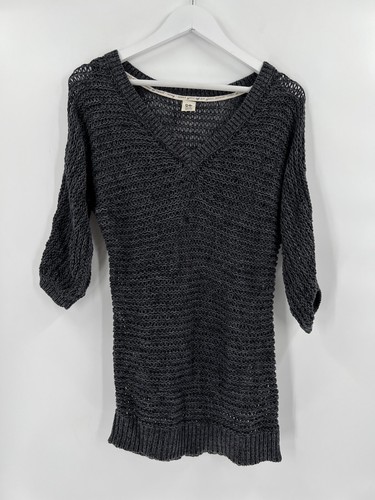 Roxy Dark Gray Open Knit Sweater Womens 