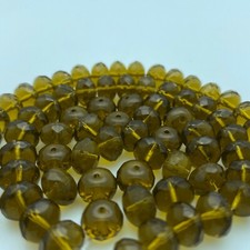 Faceted Translucent Army Green Czech Glass Beads 6x9mm  GCG93 