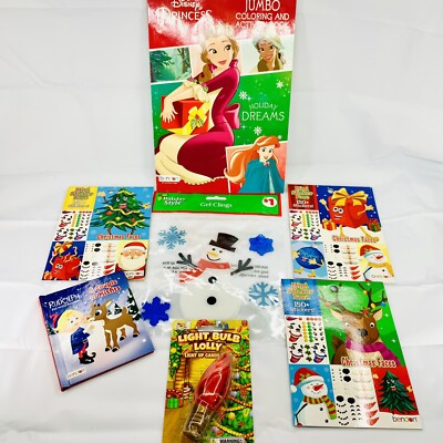 Christmas Kid Lot Create A Face Sticker mini Books 150+ stickers Clings Stocking