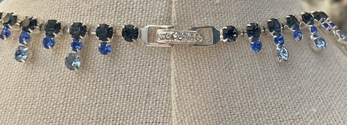 Collana NAPIER firmata tono argento toni blu strass trasparenti dichiarazione - Foto 4 di 5