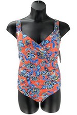 Jantzen Surplice Maillot One-Piece Swimsuit Red Floral