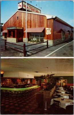 RED BANK, New Jersey Postcard ''PETERSON'S SEA FOOD GRILL'' Restaurant c1960s