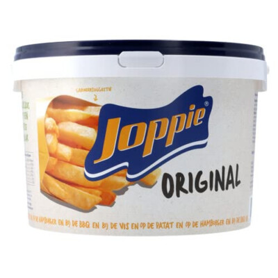 Joppie Sauce 2,5 kg Eimer Cocktailsoße mit Curry frischen Zwiebeln Pommes
