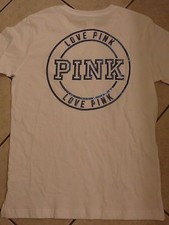 VICTORIAS SECRET PINK BLING NEW CAMPUS "PINK" SCOOPNECK TEESHIRT NWT