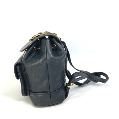 VERSACE vintage Logo Chain Sunburst backpack bag Leather Black/Gold VERSACE vintage Logo Chain Sunburst backpack bag Leather  main image 4