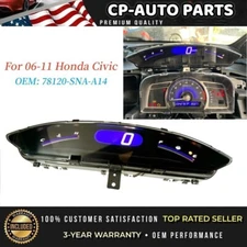 For 2006-11 Honda Civic Sedan Speedometer Dash Display Gauge Instrument Cluster