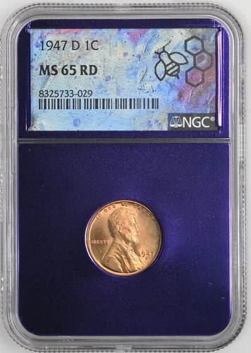 1947-D Lincoln Wheat Ears Cent 1C - NGC MS 65 RD - Trader Bea Slab!