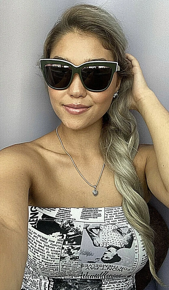 Nuevas gafas de sol Christian DIOR blancas oliva ojo de gato de gran tamaño para mujer Italia Foto 2 de 4