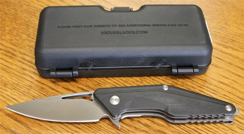 Brous Blades Mini Division Flipper Knife Satin D2 Steel Black G10 PROTOTYPE COA! - Image 2 of 4