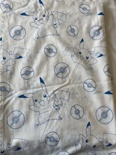 Pok mon Pikachu Twin Flat Blue White Bed Sheet