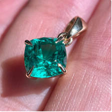 Natural Emerald Pendant 14K Yellow Gold Plated May Birthstone Pendant Necklace