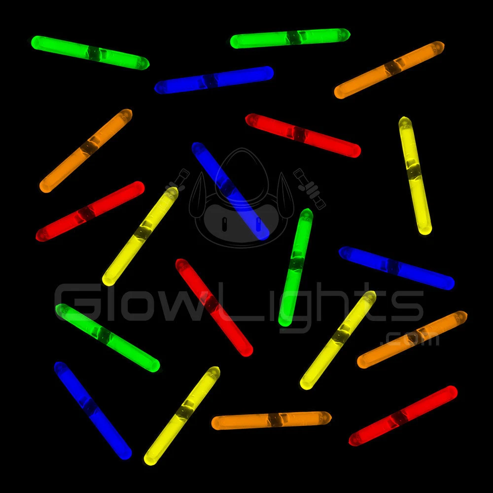 (1000) 1.5 MINI GLOW STICKS - 5 COLORS - FISHING GLO LIGHT - KIDS DJ PARTY