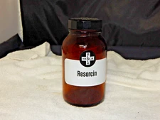 Vintage  Merck Resorcin Apothecary Pharmacy Medicine Bottle Amber