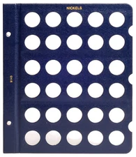 WHITMAN Blue Classic #9143 Blank Nickel Album Page  5 cent  Book