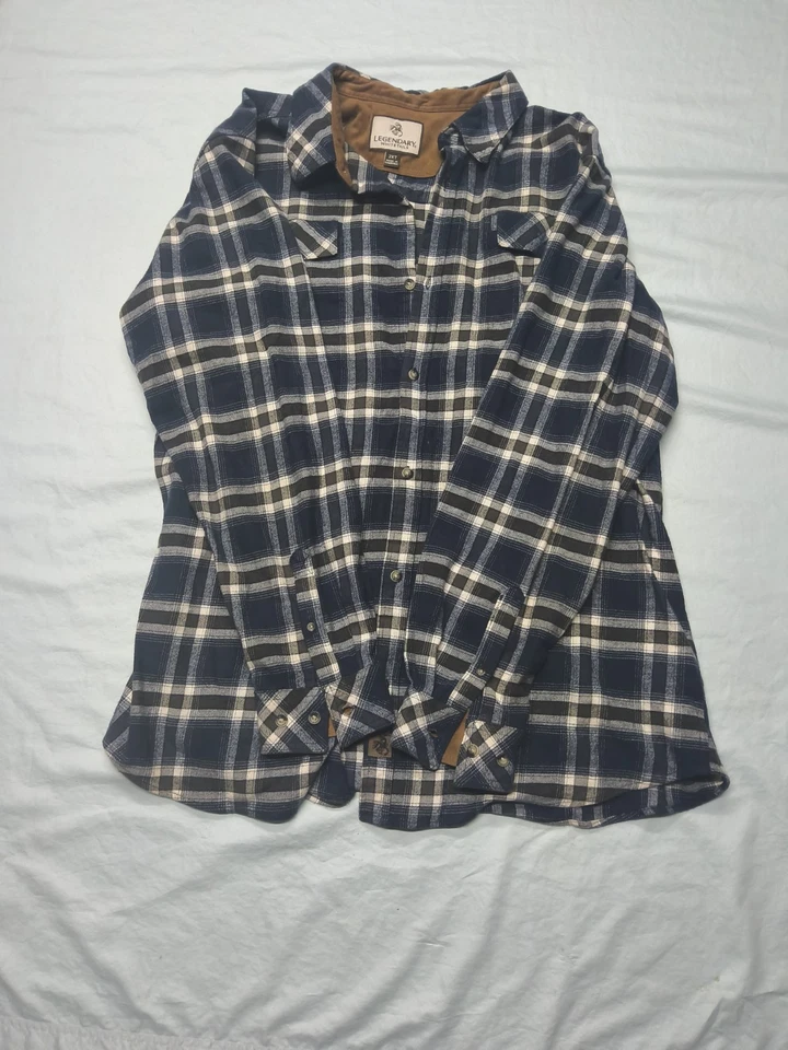 Legendary Whitetails 2XT 法兰绒衬衫男式高麂皮绒 Yoke 格子红色黑色 — 第 2/3 张图片