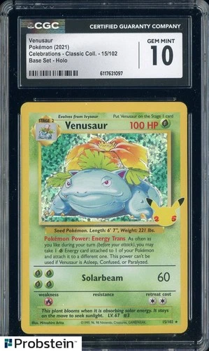 2021 Pokemon Celebrations Classic Base Set #15 Venusaur Holo CGC 10 GEM MINT