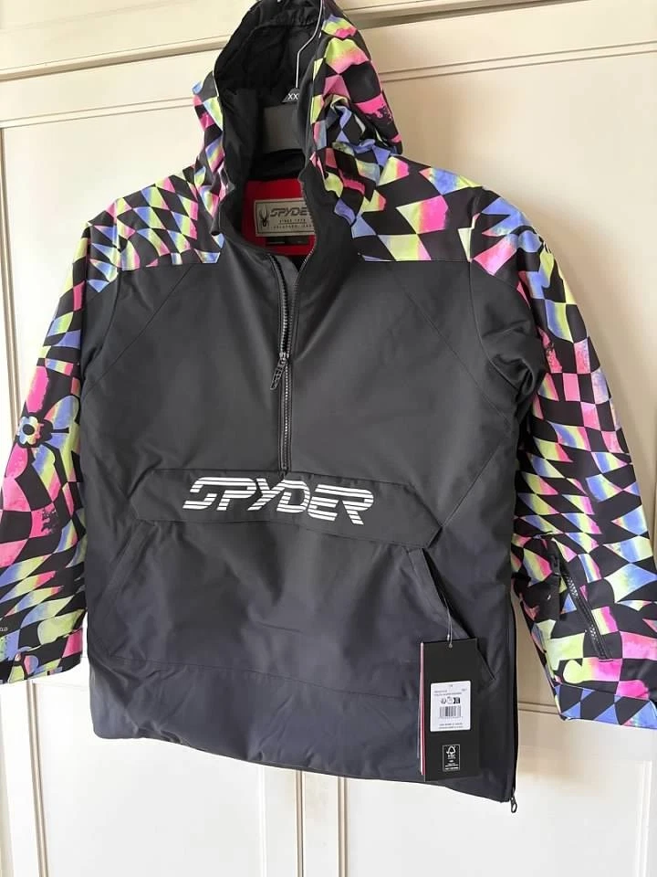 Spyder Big Boys Jasper Anorak Jacket Black/Multi- SZ 12, 14 & 16 NWT