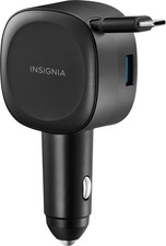 Insignia- 75W 2.3 ft. Retractable Car Charger for Smartphones, Tablets, and...
