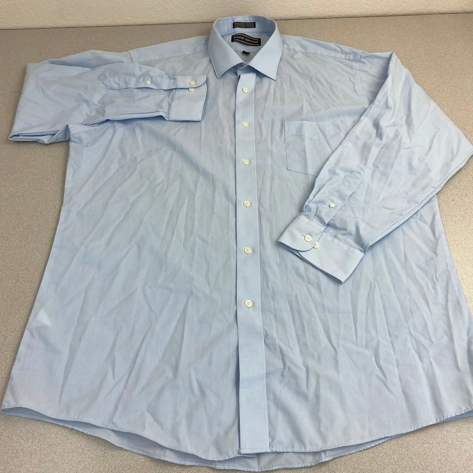 Camisa de vestir David Taylor para hombre 18 azul manga 34/35 aguja única carrera a medida Foto 4 de 4